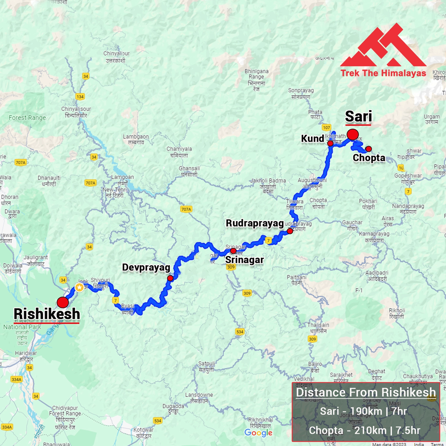 How to Reach Pindari Glacier Trek Map